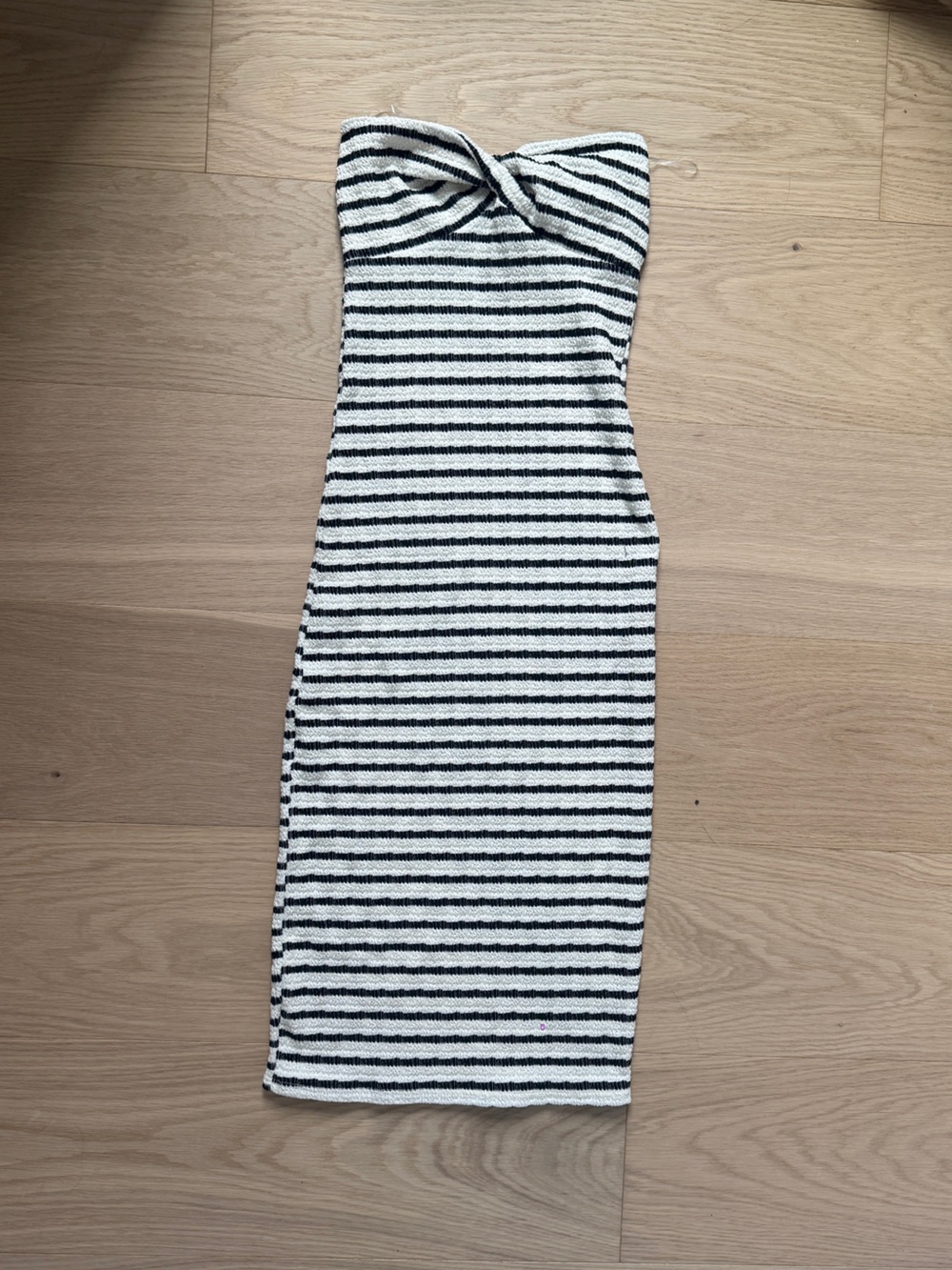 Striped Tube Midi Dress in Black & White